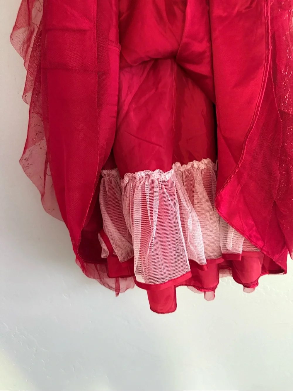 Jona Michelle Red Glitter Floral Tulle Dress